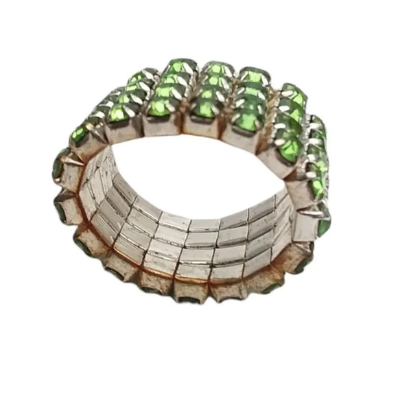 Green Crystal Stretch Ring - Picture 2 of 3